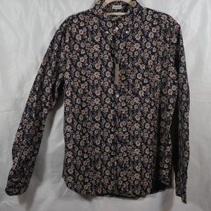 New J.Crew Men's, Floral print Lrg, Organic Cotton, Slim Untucked, Stretch Shirt